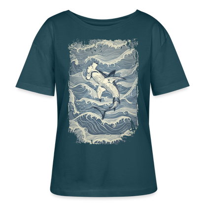 Vintage Hammerhai im japanischen inspirierten Tattoo Stil - Stanley/Stella Relaxed Rundhals Frauen Bio-T-Shirt SERENA - Dunkles Petrol