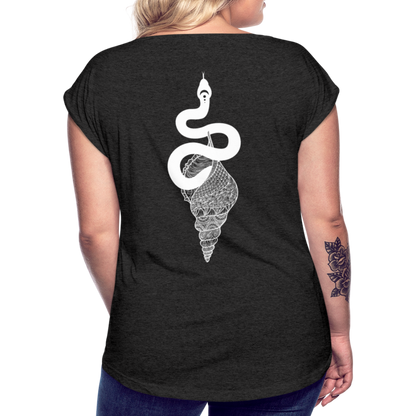 Kosmosschlange im Schneckenhaus - Frauen Shirt mit gerollten Ärmeln - by Artful Alchemist