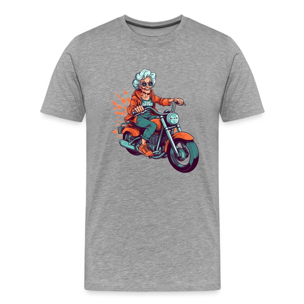 Coole alte Biker Oma - Motorrad Omi  - Männer T-Shirt - Grau meliert