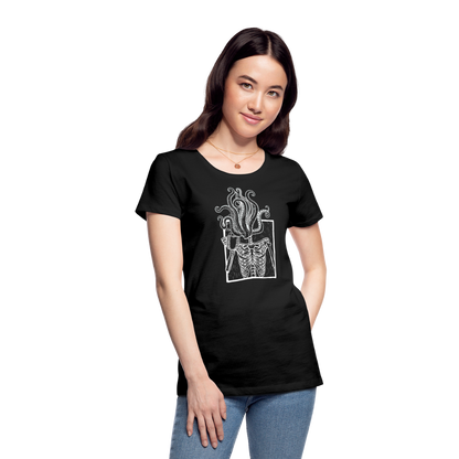 Kaffee trinkendes Skelett mit Tentakel Kopf - Frauen Premium T-Shirt - by Artful Alchemist
