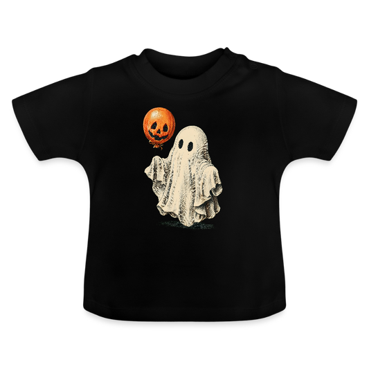 Süßer Halloween-Geist - Baby Bio-T-Shirt mit Rundhals - Schwarz