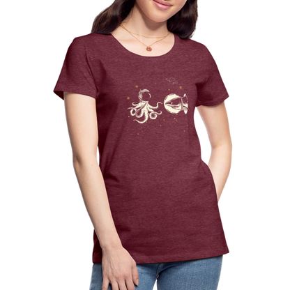 Begegnung zwischen Hai und Oktopus im Weltall - Frauen Premium T-Shirts - by Artful Alchemist