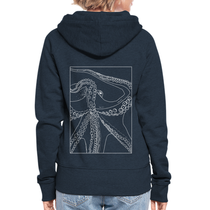 Lineart Oktopus im Rahmen - Frauen Premium Kaputzenjacke - by Artful Alchemist