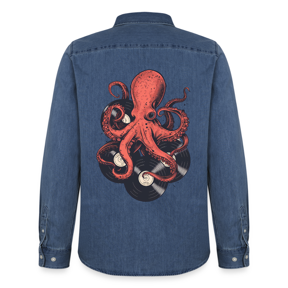 Vinyl Octopus – Denim Edition - Stanley/Stella Denim Hemd - verwaschenes Mittelblau 