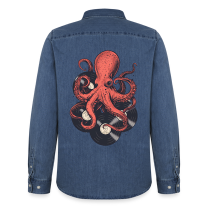 Vinyl Octopus – Denim Edition - Stanley/Stella Denim Hemd - verwaschenes Mittelblau 
