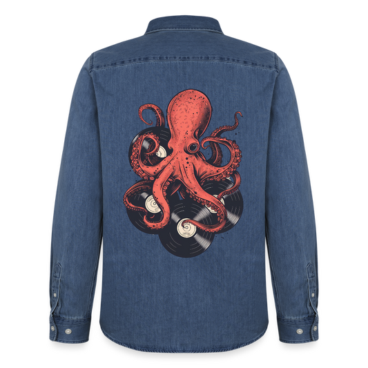 Vinyl Octopus – Denim Edition - Stanley/Stella Denim Hemd - verwaschenes Mittelblau 