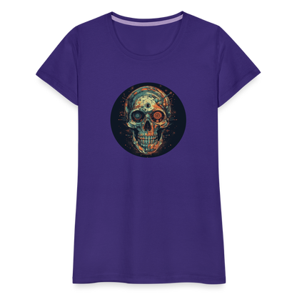 Retro Futuristischer Totenkopf Skull Cyborg- Frauen Premium T-Shirt - by Artful Alchemist
