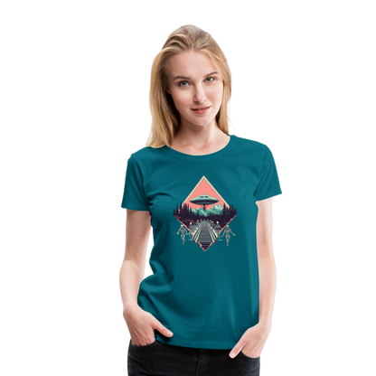 Retro UFO 80er Jahre Motiv - Frauen Premium T-Shirt - by Artful Alchemist