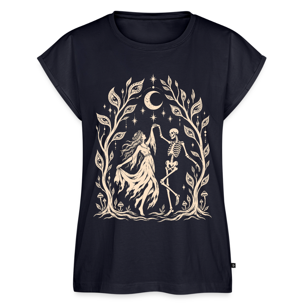 Moonlight Dance – Frauen T-Shirt mit gerollten Ärmeln - Navy