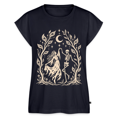 Moonlight Dance – Frauen T-Shirt mit gerollten Ärmeln - Navy