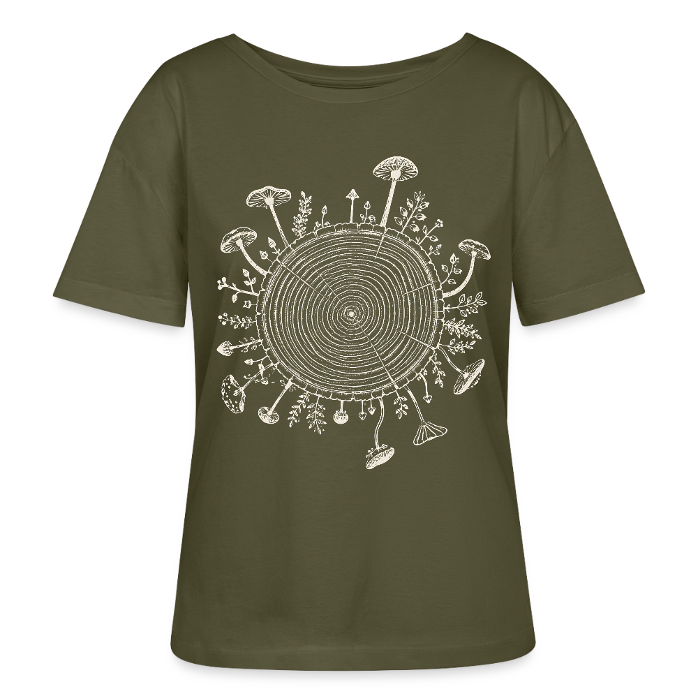 Baumringe & Pilze - Stanley/Stella Relaxed Rundhals Frauen Bio-T-Shirt SERENA - Khaki