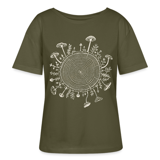 Baumringe & Pilze - Stanley/Stella Relaxed Rundhals Frauen Bio-T-Shirt SERENA - Khaki