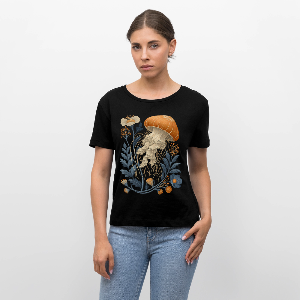 Floral Jellyfish - Stanley/Stella Relaxed Rundhals Frauen Bio-T-Shirt SERENA - Schwarz