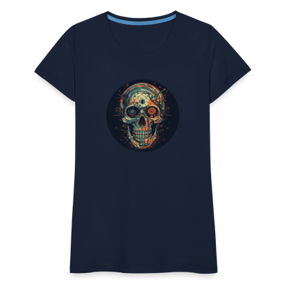 Retro Futuristischer Totenkopf Skull Cyborg- Frauen Premium T-Shirt - by Artful Alchemist