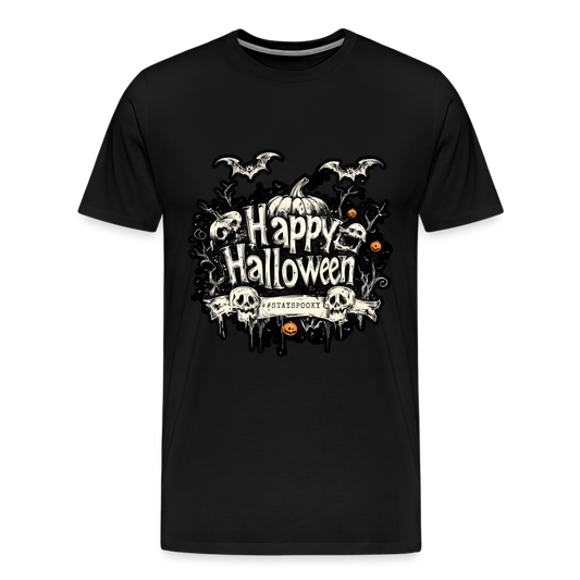 Happy Halloween mit Kürbissen als Schriftzug  #stayspooky - Männer Premium T-Shirt - Schwarz