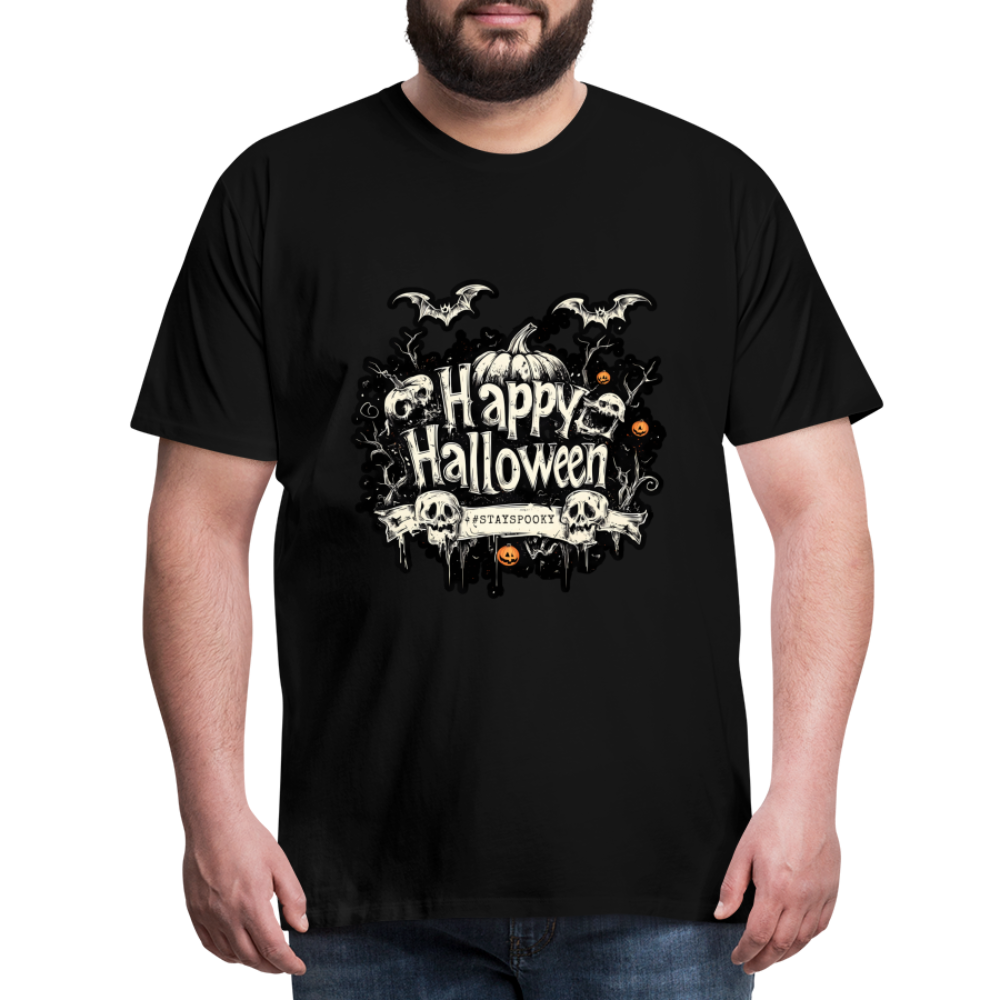 Happy Halloween mit Kürbissen als Schriftzug  #stayspooky - Männer Premium T-Shirt - Schwarz