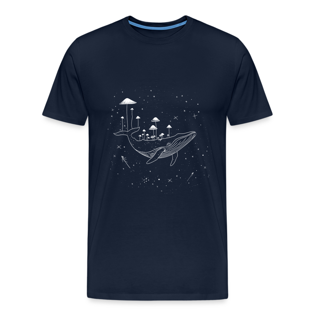 Surrealer Wal mit Pilzen im Weltraum mit Sternen - Männer Premium T-Shirt - Navy