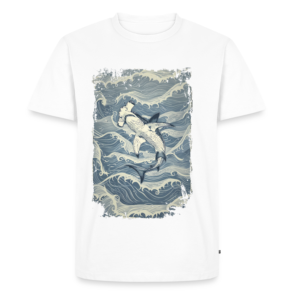 Vintage Hammerhai im japanischen inspirierten Tattoo Stil - Männer Premium T-Shirts - Weiß