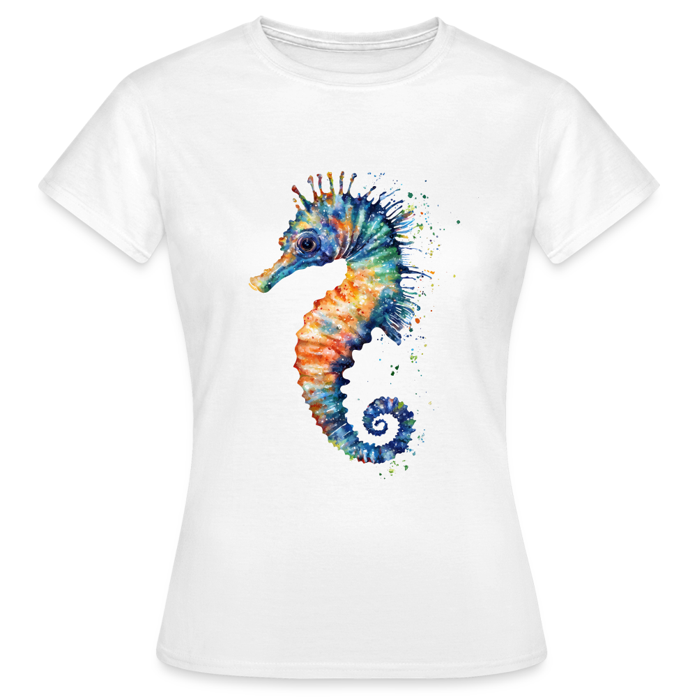 Seepferdchen als Aquarelle - Frauen T-Shirt - Weiß