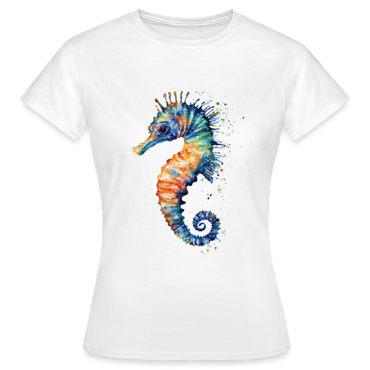 Seepferdchen als Aquarelle - Frauen T-Shirt - Weiß