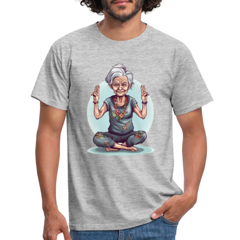 Coole Yoga Oma - Meditation im besten Alter  - Männer T-Shirt - Grau meliert