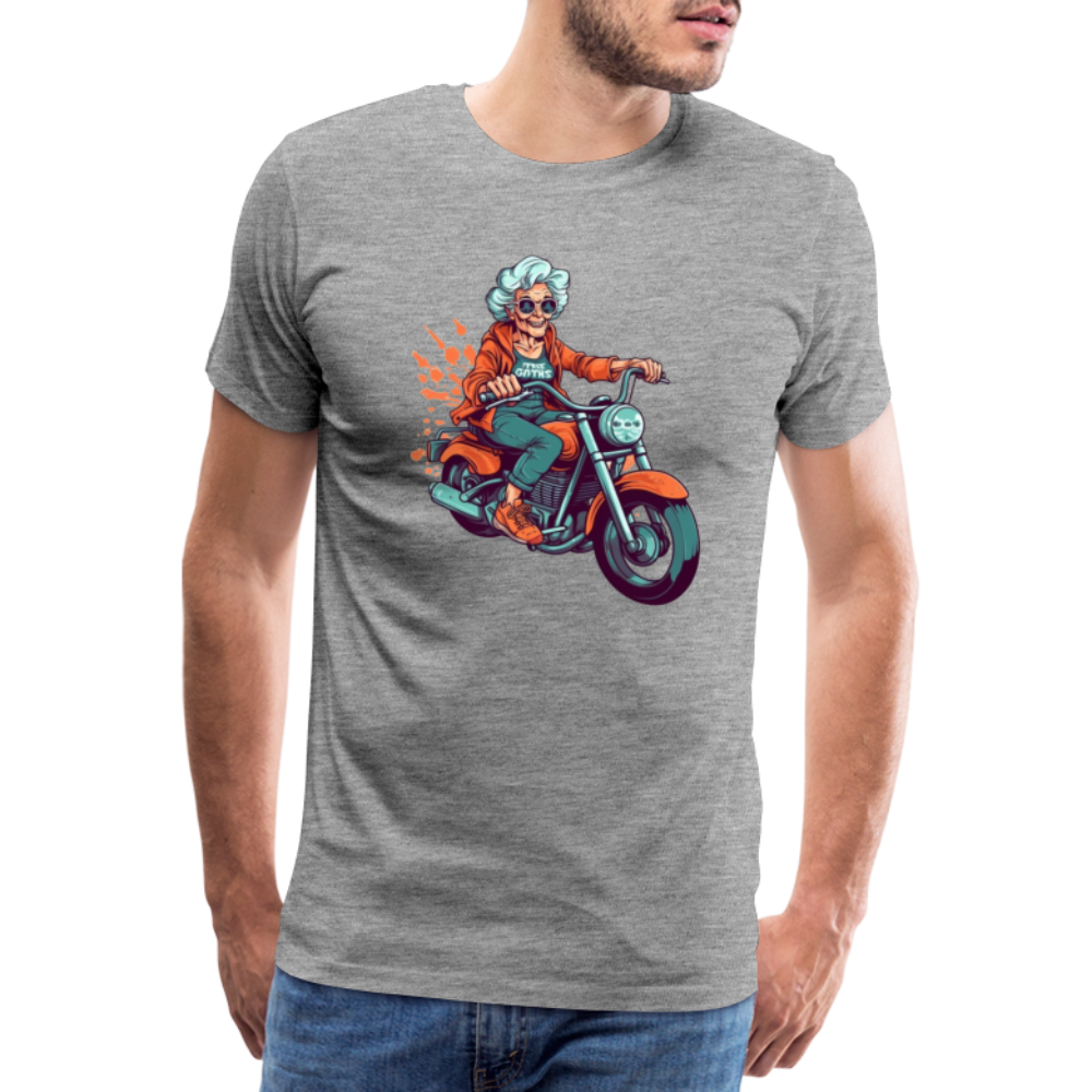 Coole alte Biker Oma - Motorrad Omi  - Männer T-Shirt - Grau meliert