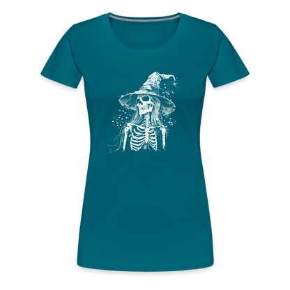 Düstere Skelett Hexe mit Hexenhut - Frauen Premium T-Shirt - by Artful Alchemist