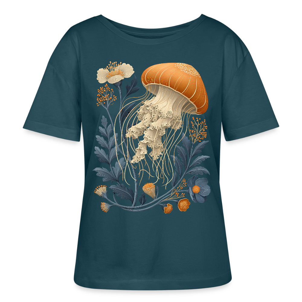 Floral Jellyfish - Stanley/Stella Relaxed Rundhals Frauen Bio-T-Shirt SERENA - Dunkles Petrol