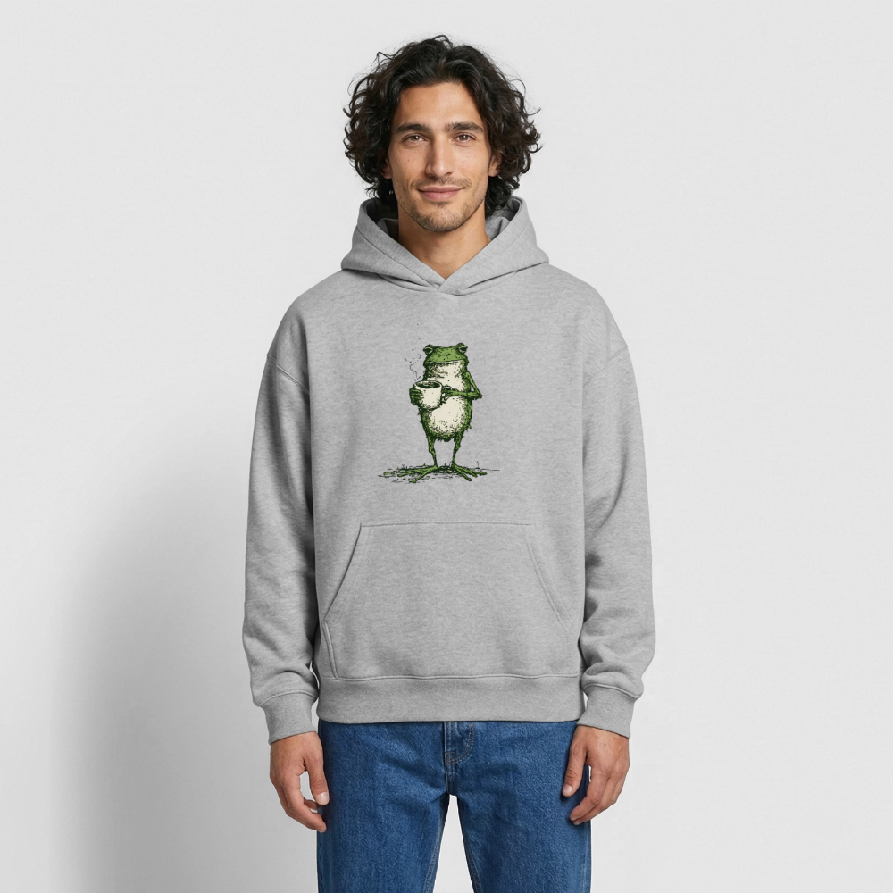 Coffee Frog – Oversized Heavyweight Unisex Hoodie - Grau meliert