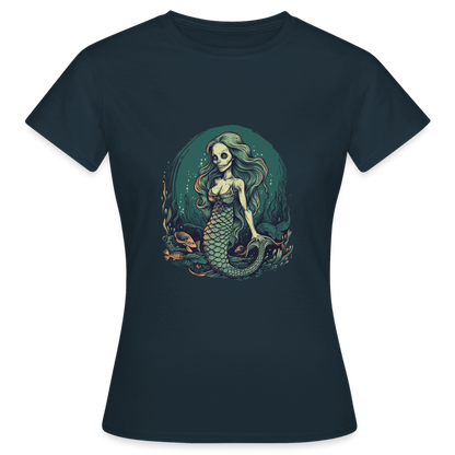 Comic Ghul Zombie Meerjungfrau - Frauen T-Shirt - Navy