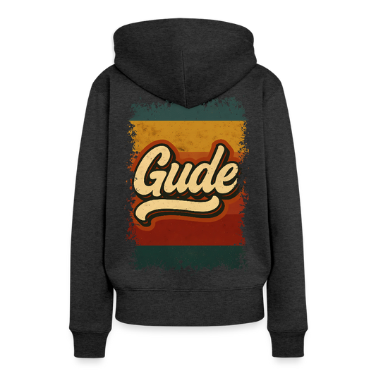 „Gude“ – Retro Look aus Hessen - Frauen Premium Bio Hoodie - Anthrazit meliert