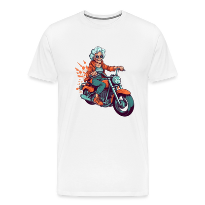 Coole alte Biker Oma - Motorrad Omi  - Männer T-Shirt - Weiß