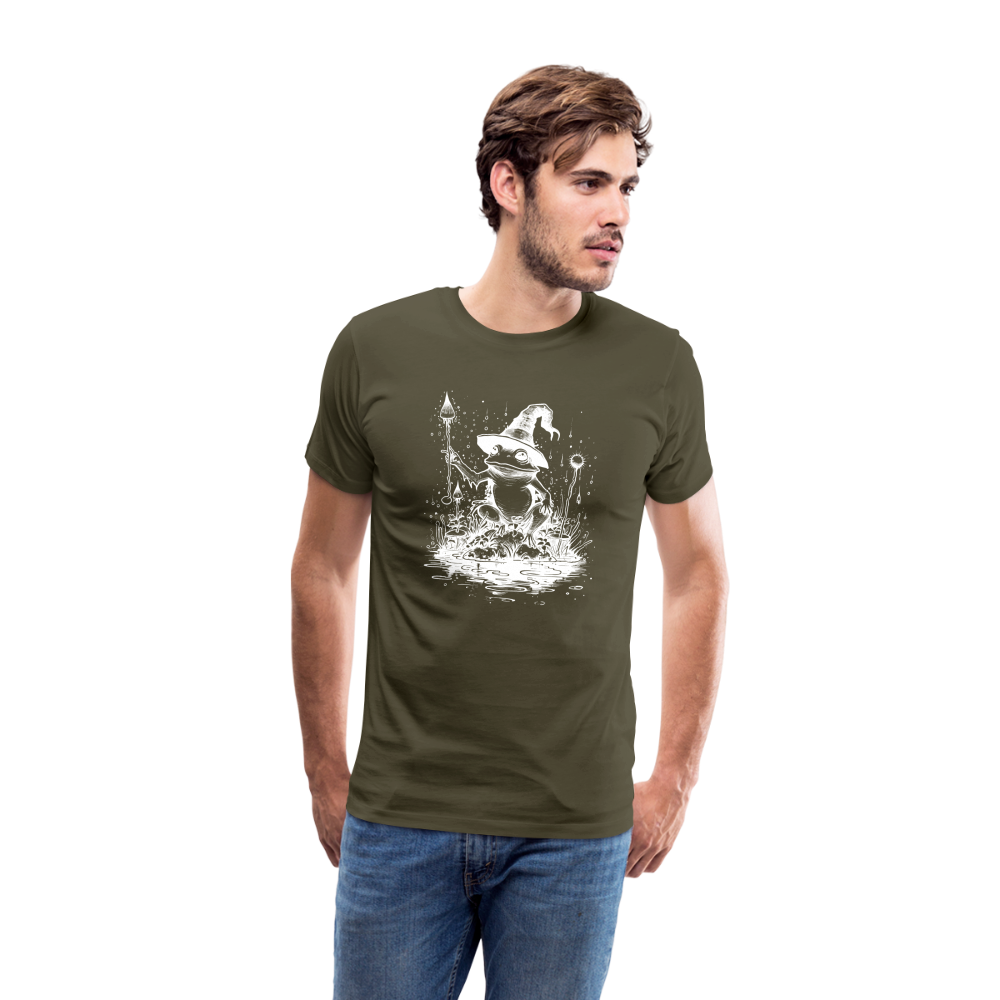 Magischer Frosch mit Zauberhut und Zauberstab - Männer Premium T-Shirt - Khaki