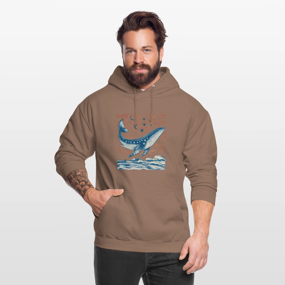 Kosmischer Wal – Retro Ocean Art - Unisex Hoodie - Mokka