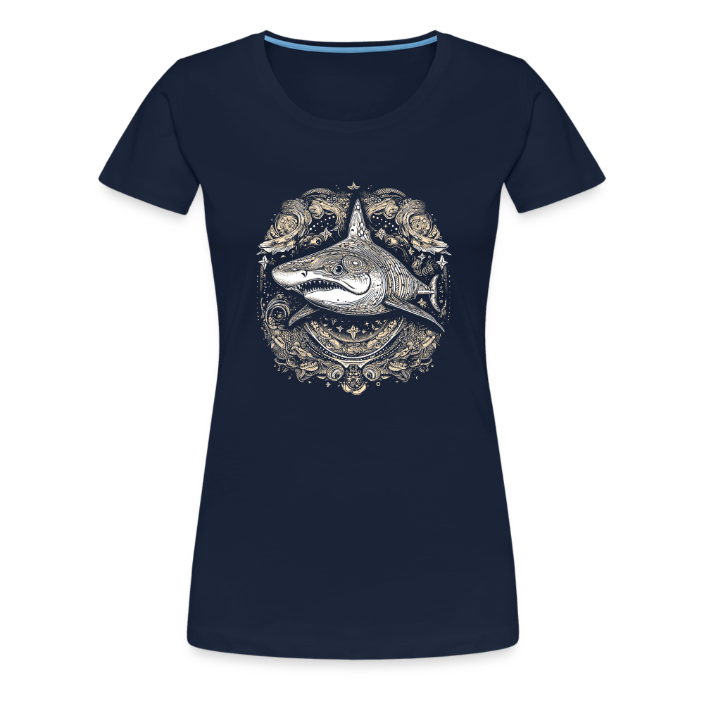 Cooler Hai mit Boho/Tribal Mustern - Frauen Premium T-Shirts - Navy