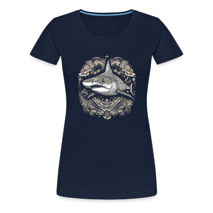 Cooler Hai mit Boho/Tribal Mustern - Frauen Premium T-Shirts - Navy