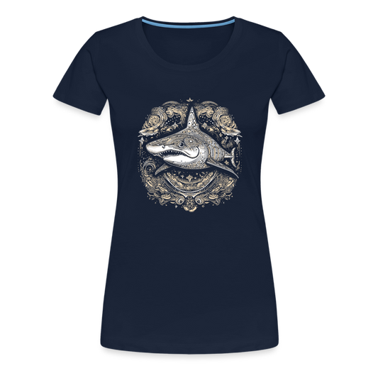 Cooler Hai mit Boho/Tribal Mustern - Frauen Premium T-Shirts - Navy