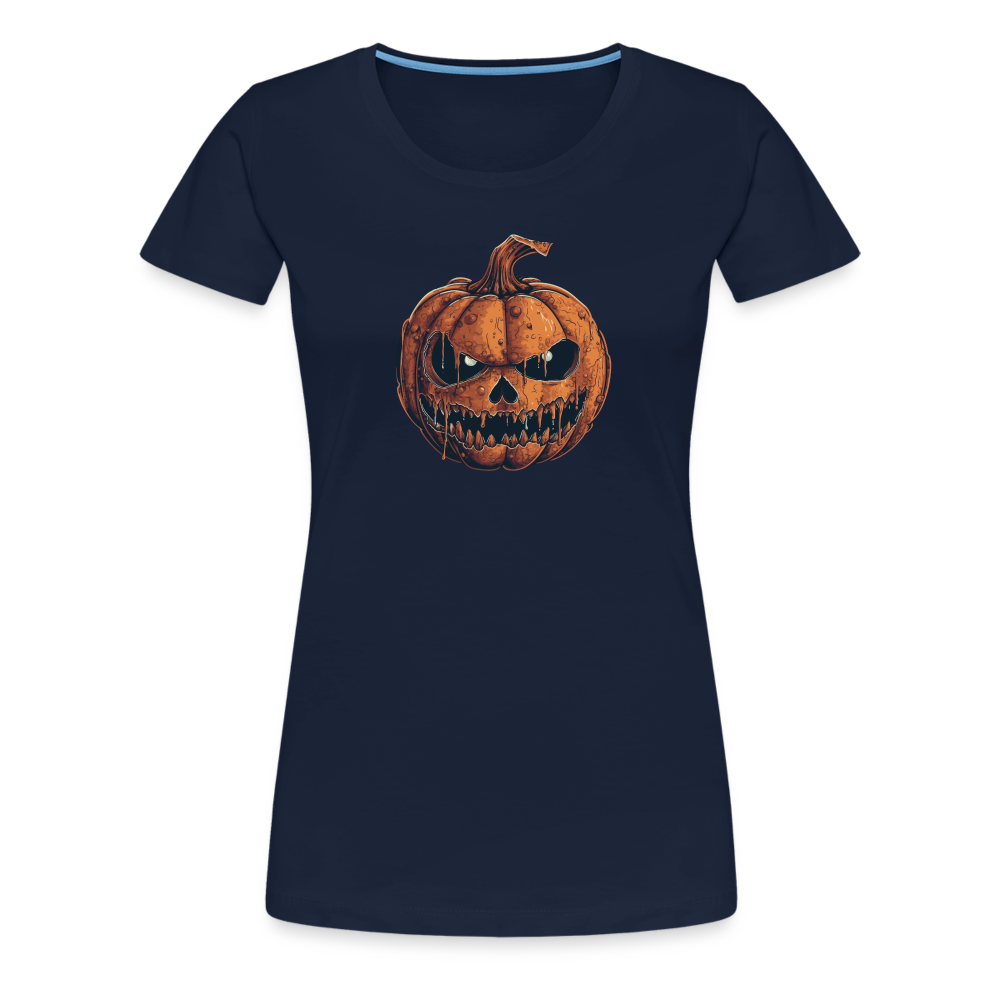 Gruseliger Horror Kürbis -Happy Halloween - Frauen Premium T-Shirt - Navy