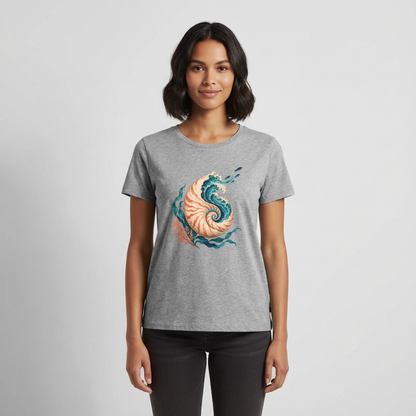 Nautilus Wave – Frauen Premium T-Shirt - Grau meliert