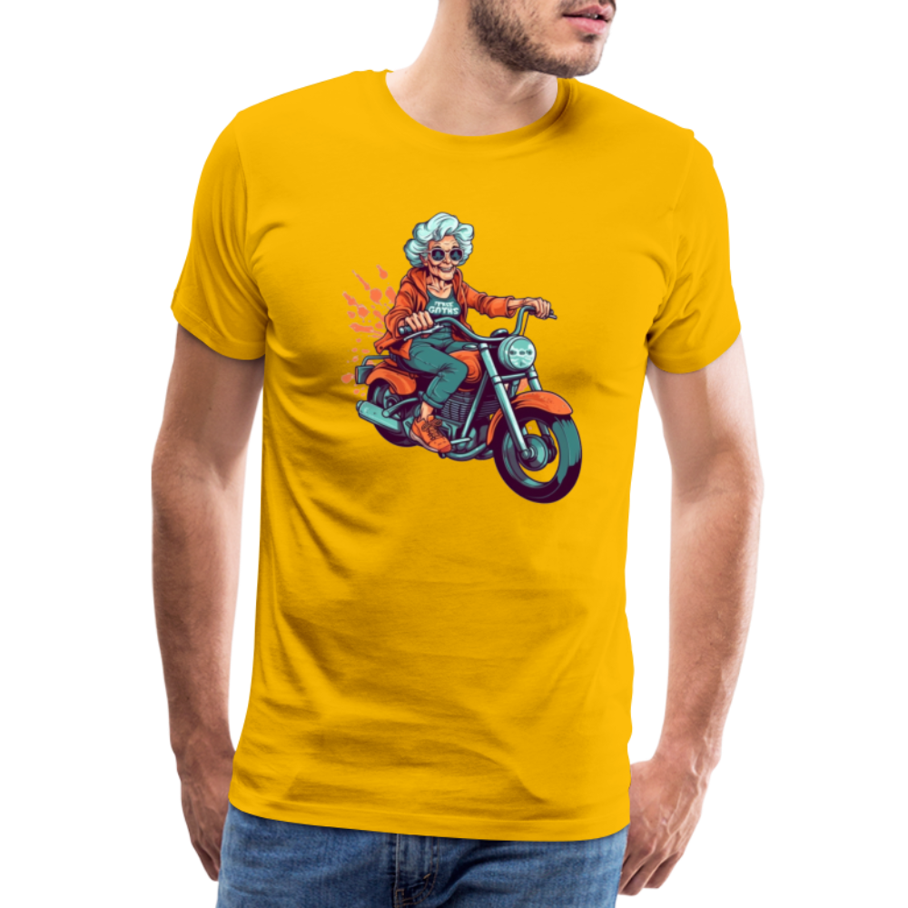 Coole alte Biker Oma - Motorrad Omi  - Männer T-Shirt - Sonnengelb