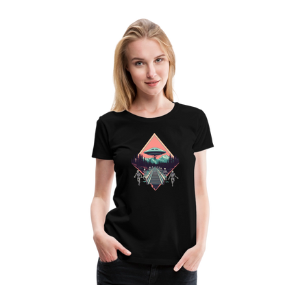 Retro UFO 80er Jahre Motiv - Frauen Premium T-Shirt - by Artful Alchemist