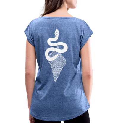 Kosmosschlange im Schneckenhaus - Frauen Shirt mit gerollten Ärmeln - by Artful Alchemist