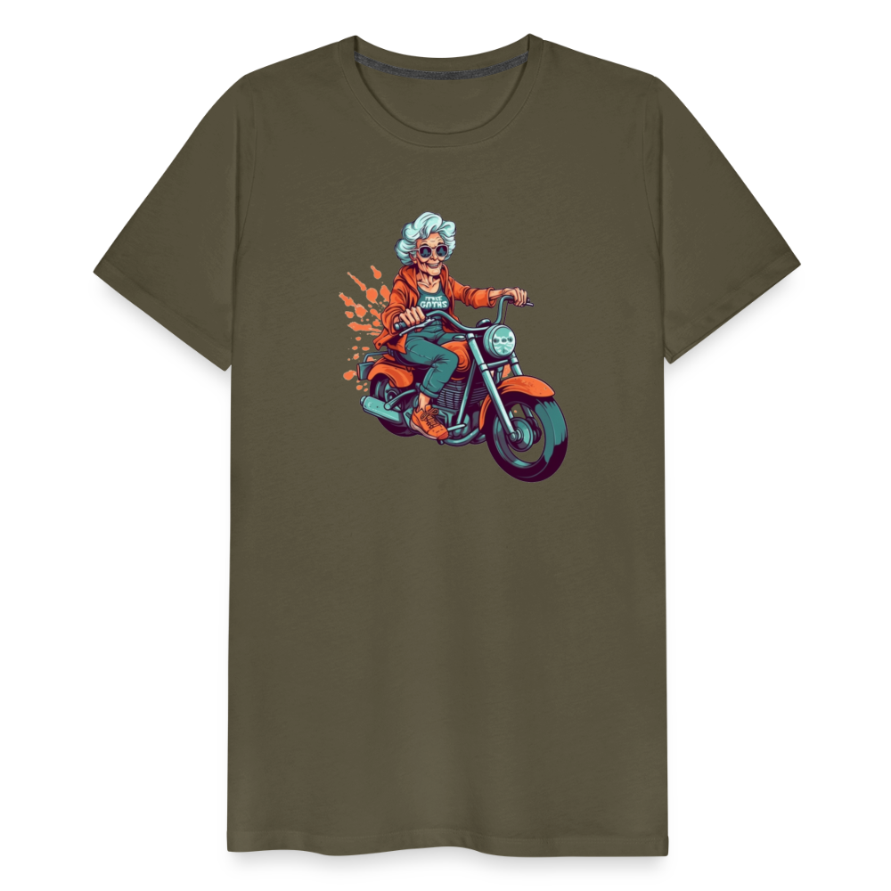 Coole alte Biker Oma - Motorrad Omi  - Männer T-Shirt - Khaki