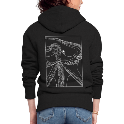 Lineart Oktopus im Rahmen - Frauen Premium Kaputzenjacke - by Artful Alchemist