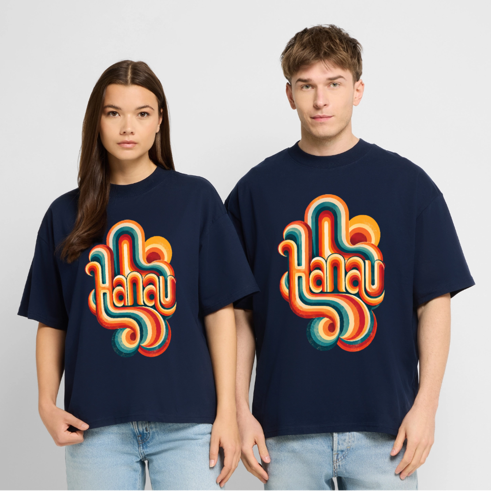 Hanau Retro – Oversized Unisex Bio T-Shirt - Navy