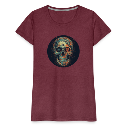 Retro Futuristischer Totenkopf Skull Cyborg- Frauen Premium T-Shirt - by Artful Alchemist