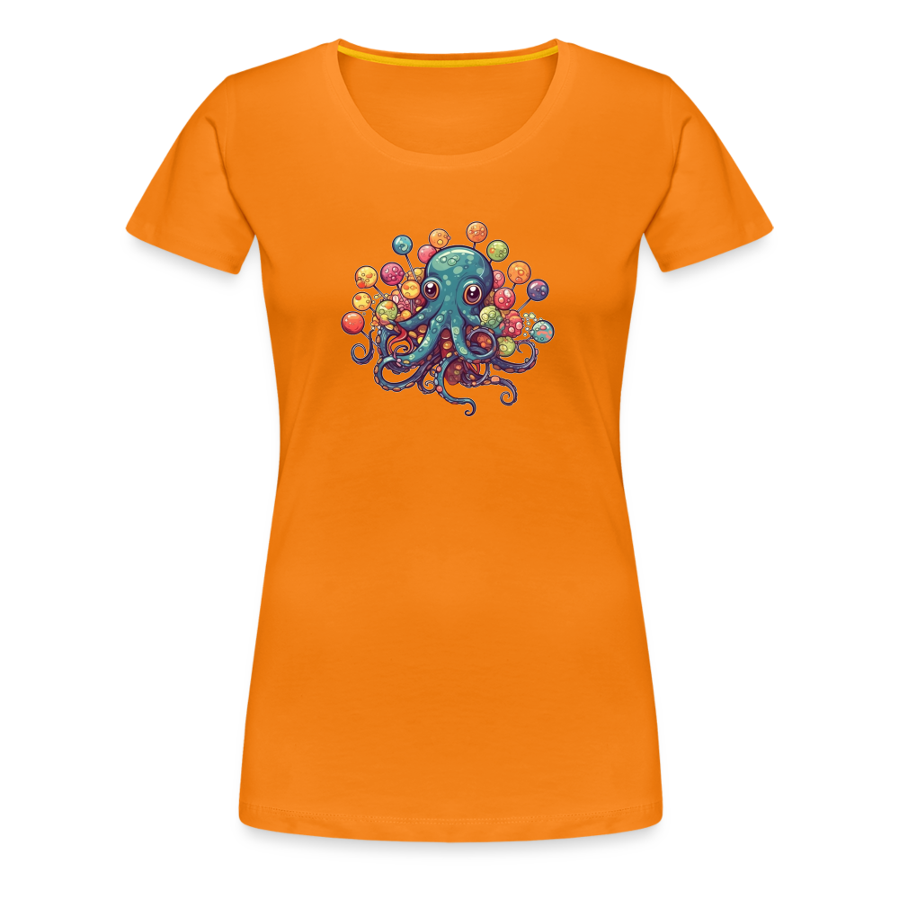 Lustiger Comic Oktopus mit Lollipops - Frauen Premium T-Shirts - Orange