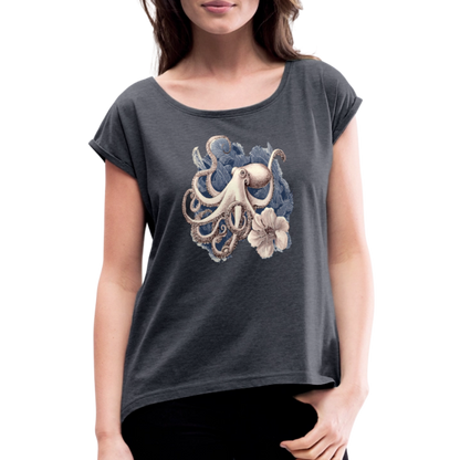 Vintage Oktopus - Frauen T-Shirt mit gerollten Ärmeln - by Artful Alchemist
