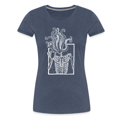 Kaffee trinkendes Skelett mit Tentakel Kopf - Frauen Premium T-Shirt - by Artful Alchemist