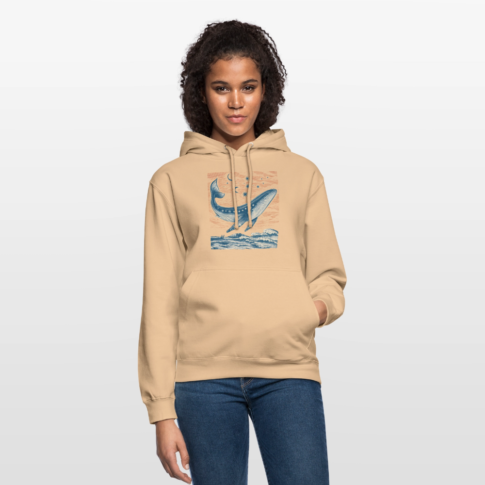 Kosmischer Wal – Retro Ocean Art - Unisex Hoodie - Pfirsich